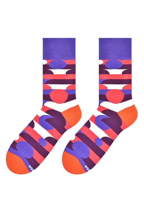 Circles & Stripes Patterned Socks in Purple by More