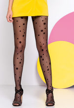 Giny Spotty Patterned Sheer Tights by Gabriella in black