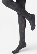 Grace 02 Argyle Patterned Opaque Tights by Marilyn in grey