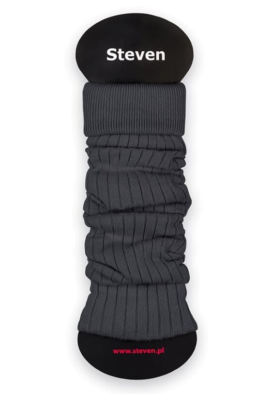 Ribbed Cotton Coloured Leg Warmers by Steven in dark grey