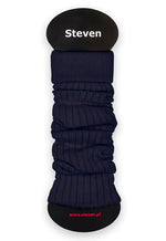 Ribbed Cotton Coloured Leg Warmers by Steven in navy blue
