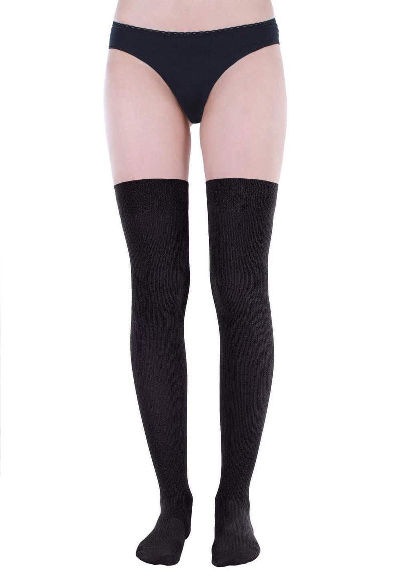 Hanka Ribbed Opaque Over-Knee Socks by Knittex in black