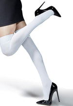 Hanka Ribbed Opaque Over-Knee Socks by Knittex in white