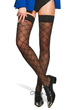 Hera Diamond Patterned Sheer Hold-Ups by Adrian