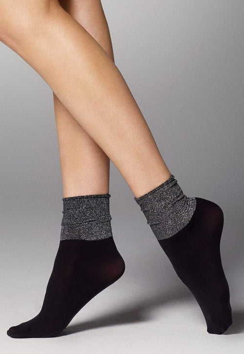 Jasmine Ankle Socks with Wide Lurex Top by Veneziana in multi colour