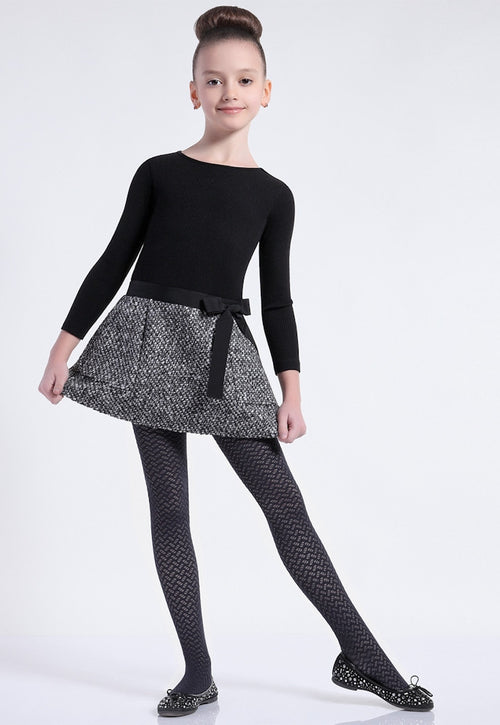 Kelly Herringbone Patterned Lace Girls' Tights by Giulia