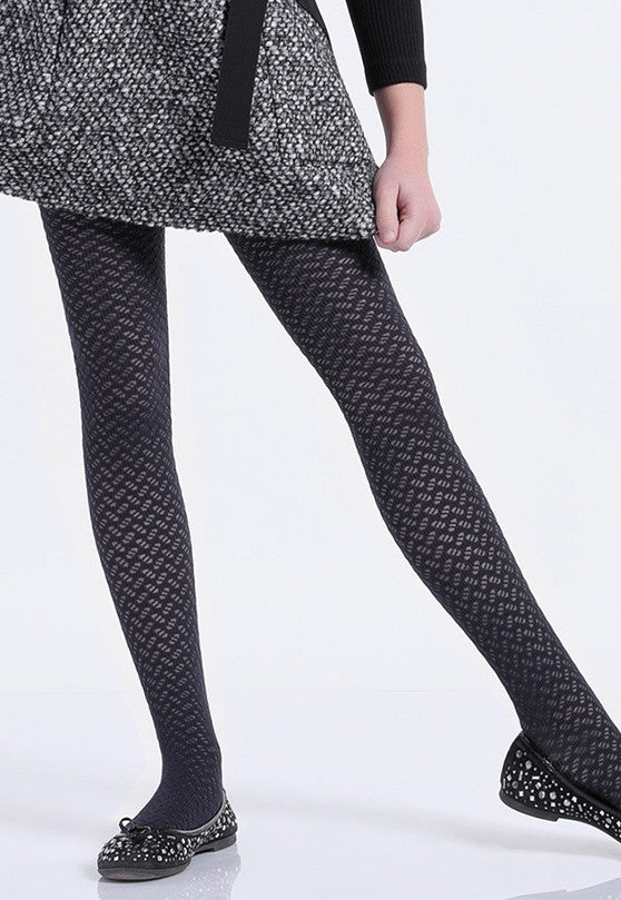 Kelly Herringbone Patterned Lace Girls' Tights by Giulia