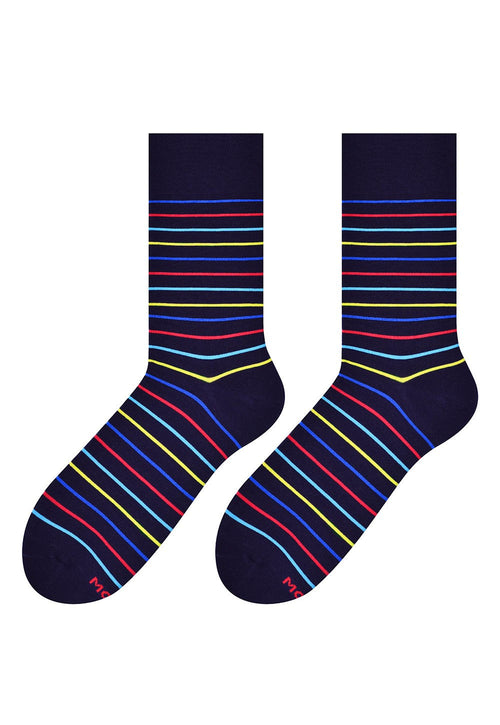 Rainbow Stripes Patterned Socks in Navy by More