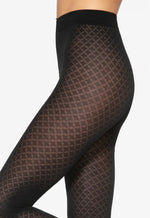 Loretta 139 Chained Diamonds Patterned Opaque Tights by Gatta in black