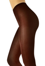 Lucido 100 Den Glossy Opaque Tights by Lores in caffe brown