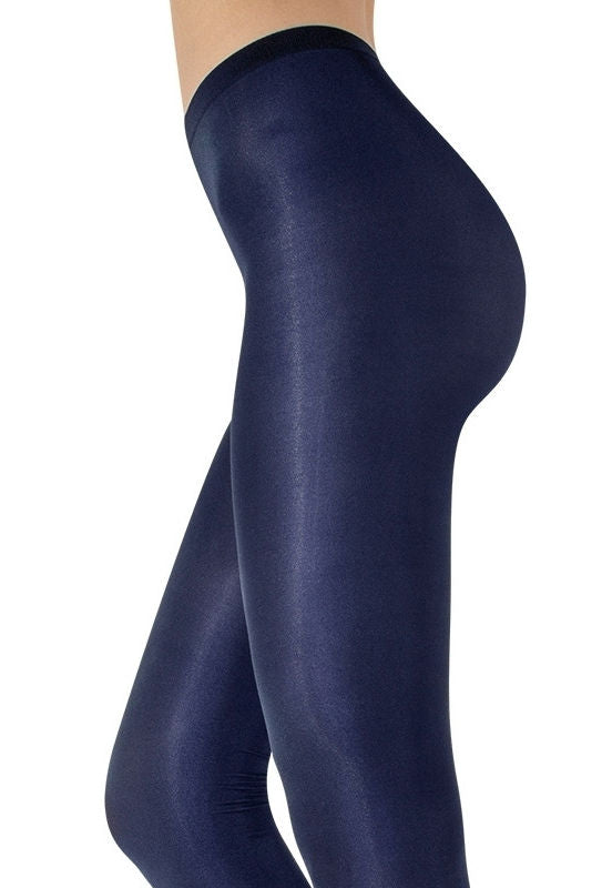 Lucido 100 Den Glossy Opaque Tights by Lores in prussia navy