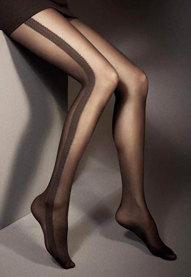 Lucy Side Stripe Patterned Sheer Tights by Veneziana