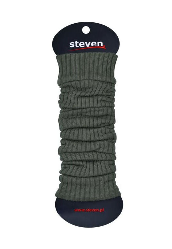 Ribbed Cotton Coloured Leg Warmers by Steven in military green