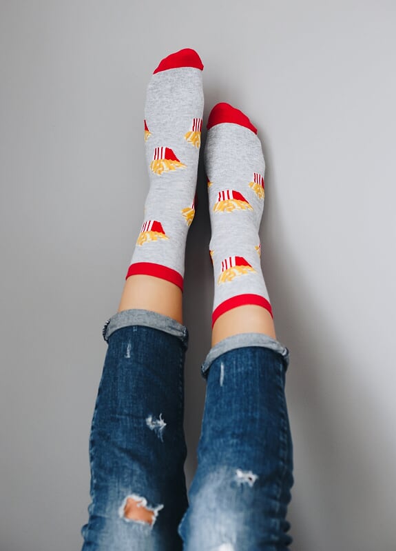 French Fries Patterned Socks in Grey by More