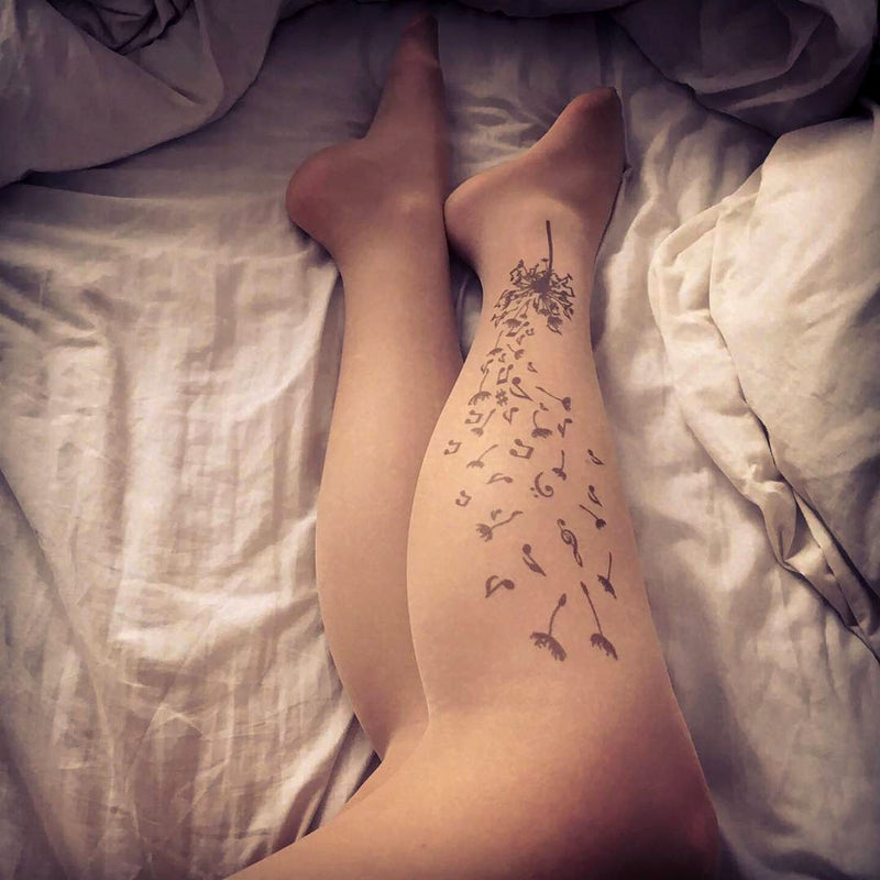 Musical Dandelion Tattoo Printed Sheer Tights/Pantyhose