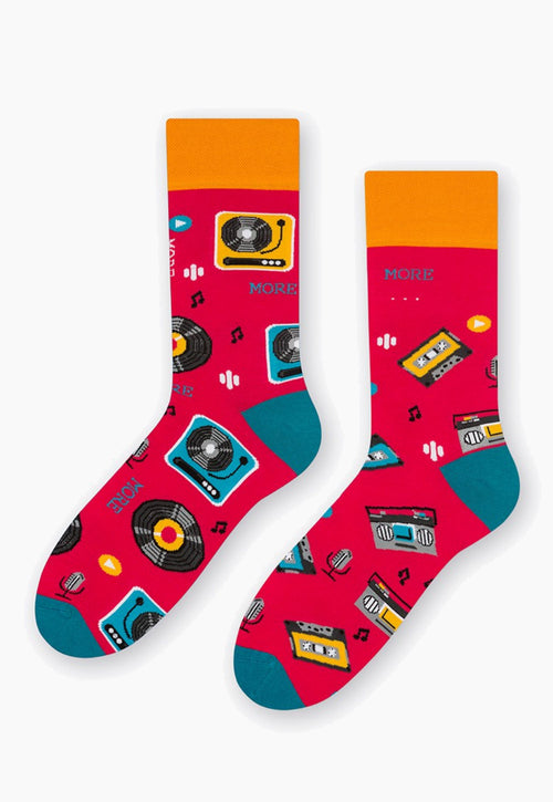 Music, Tapes, Vinyls, Radio Odd Patterned Socks in Red by More