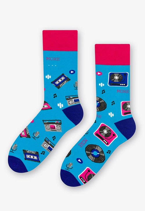 Music Odd Patterned Socks in Turquoise by More