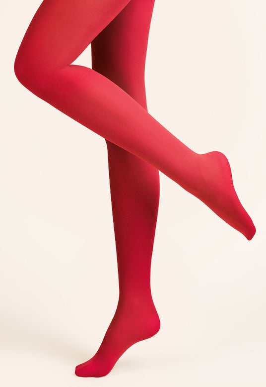 Opaque Bright Red Coloured Tights