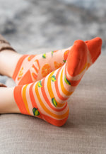 Juicy Oranges Odd Patterned Low Cut Socks in Peach by More