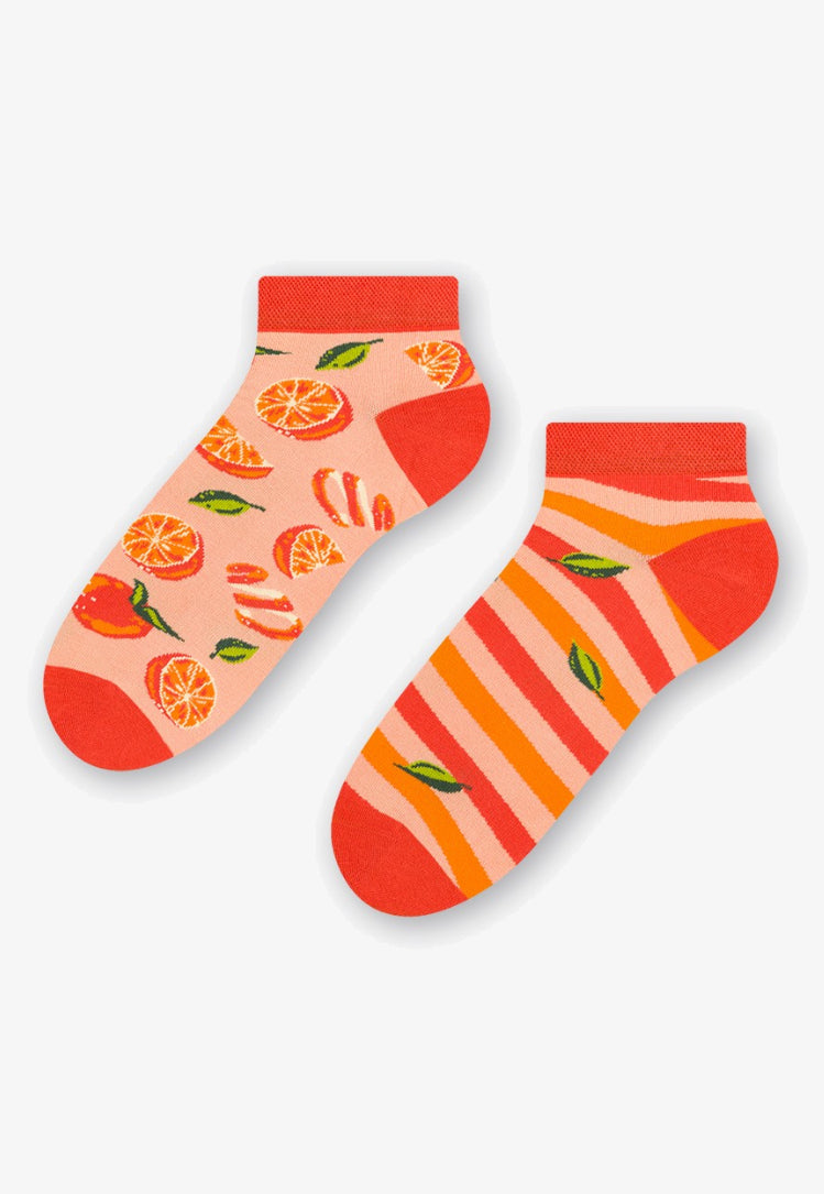 Juicy Oranges Odd Patterned Low Cut Socks in Peach by More