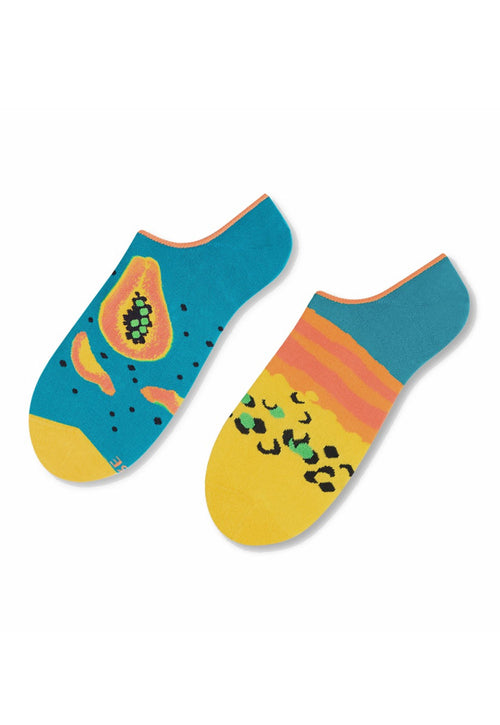 Papaya Odd Patterned Liner Socks in Turquoise blue by More