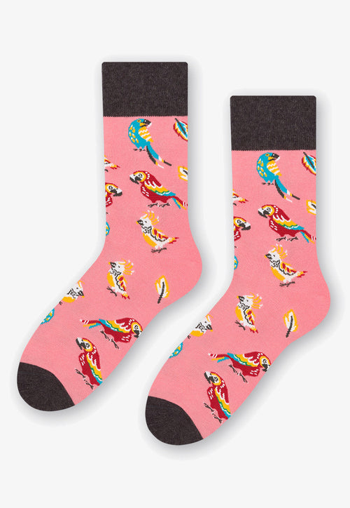 Parrots Birds Patterned Socks in Pink for men women