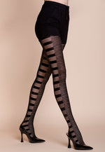 Piano Stripe Patterned Opaque Tights by Gabriella