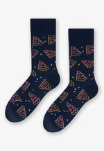 Pizza Slices Patterned Socks in Navy Blue for men women