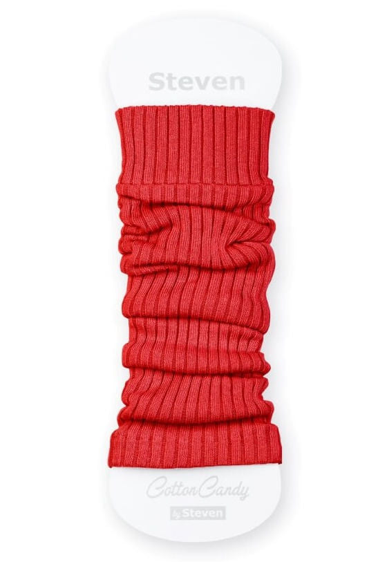 Ribbed Cotton Kids' Leg Warmers by Steven in red