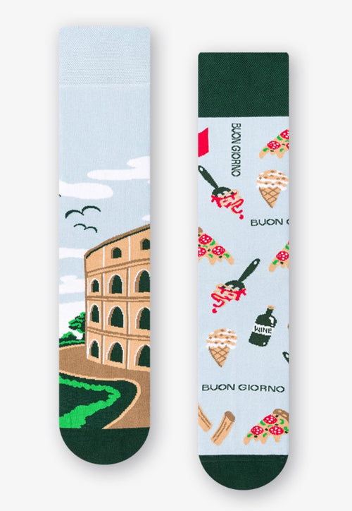 Rome Colosseum Italy Odd Patterned Socks in Mint for men women