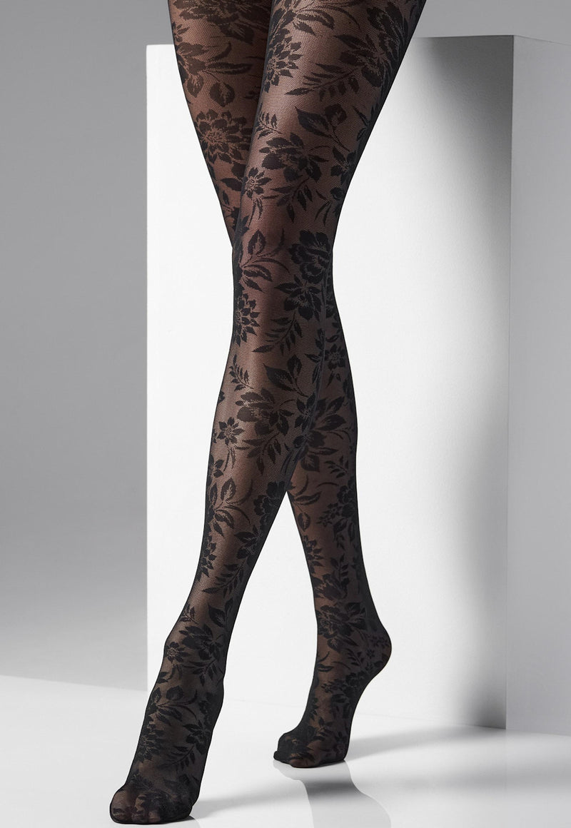 Roxane Floral Patterned Lace Tights by Veneziana