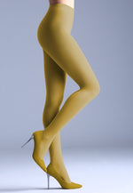 Samba 40 Den Opaque Coloured Tights by Giulia in olive mustard yellow
