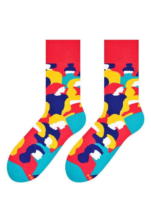 Society Abstract Faces Patterned Socks by More