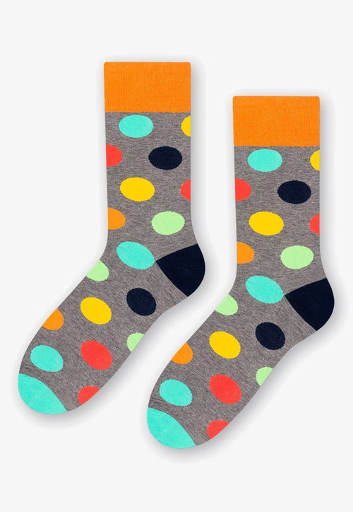 Mega Polka Dot Patterned Socks in Marl Grey for men women