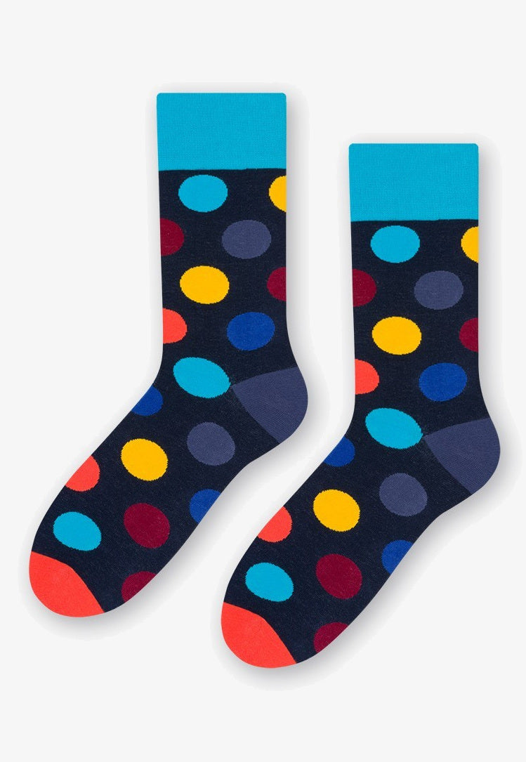 Mega Polka Dot Patterned Socks in Navy Blue for men women