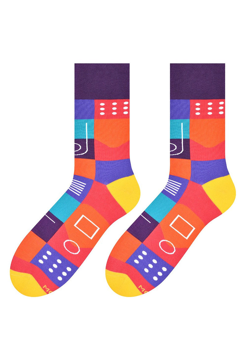 Abstract Squares Patterned Socks in Purple by More