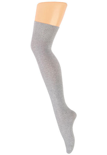 Herringbone Textured Cotton Over-Knee Socks by Wola in light grey