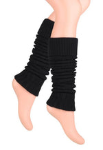 Wool Chunky Knit Ribbed Leg Warmers by Steven in black