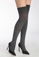 Zazu 899 Cotton Smooth Over-Knee Socks by Marilyn in dark marl grey