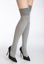 Zazu 899 Cotton Smooth Over-Knee Socks by Marilyn in light grey marl